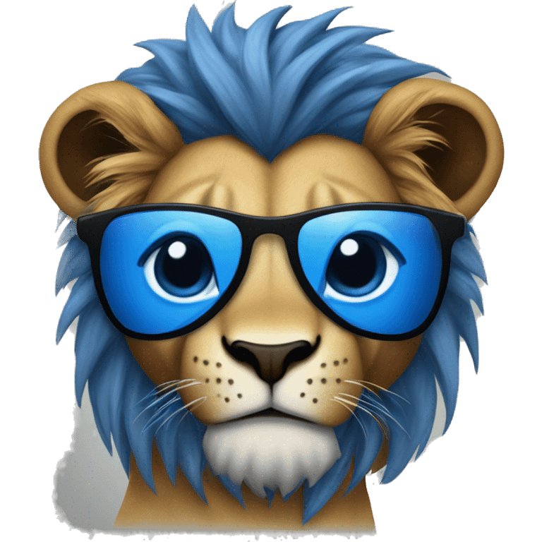 A lion wearing an blue "Metallica" t-shirt emoji