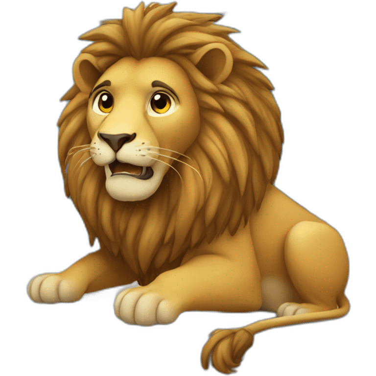 lion working on computer emoji