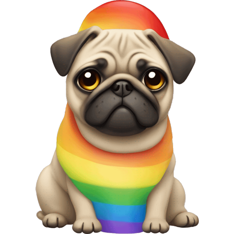 pug wearing rainbow emoji