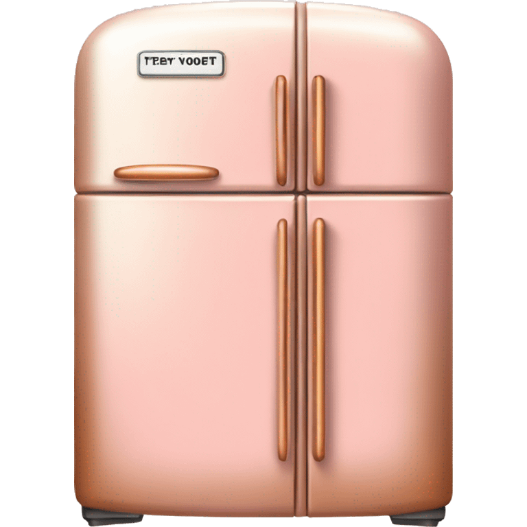 Realistic pastel pink and metallic copper vintage fridge.  emoji