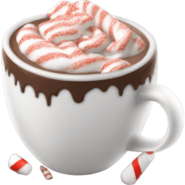 Peppermint hot chocolate with crushed peppermint on the rim emoji