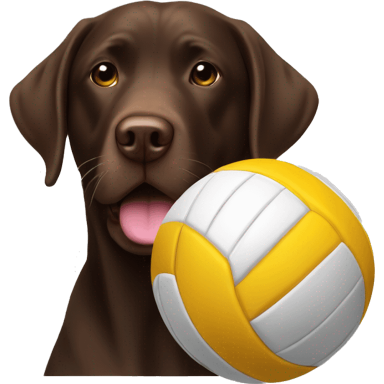 Chocolate lab and a volleyball emoji