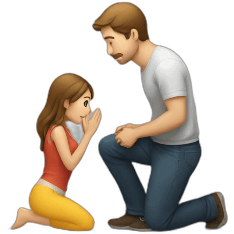 Man on knees facing woman emoji