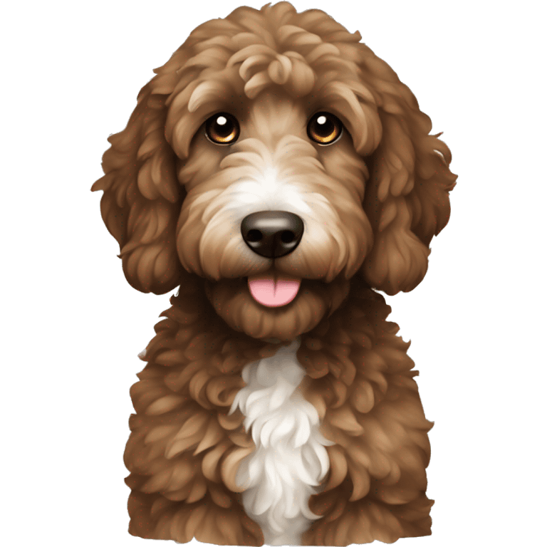 Dark Brown goldendoodle with white chest emoji