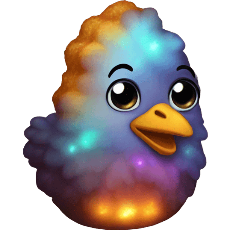 Dark iridescent chicken nugget glowing emoji