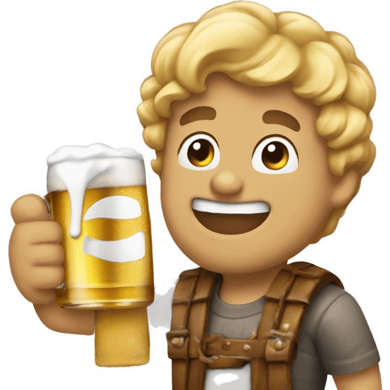 amoji sorrindo bebendo cerveja emoji