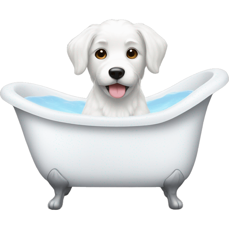 white dog in a bathtub emoji