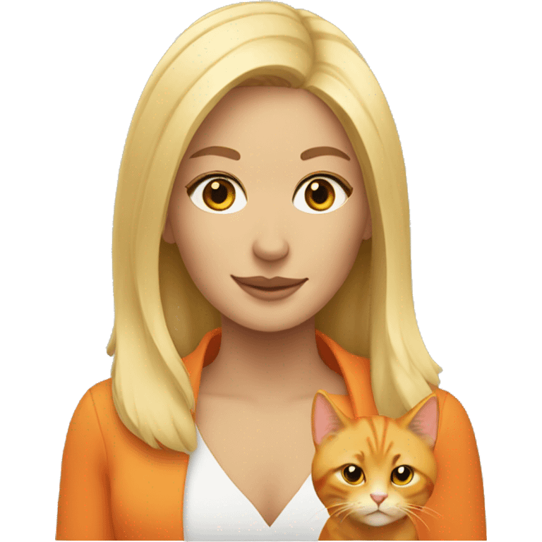 Blonde woman with orange cat  emoji