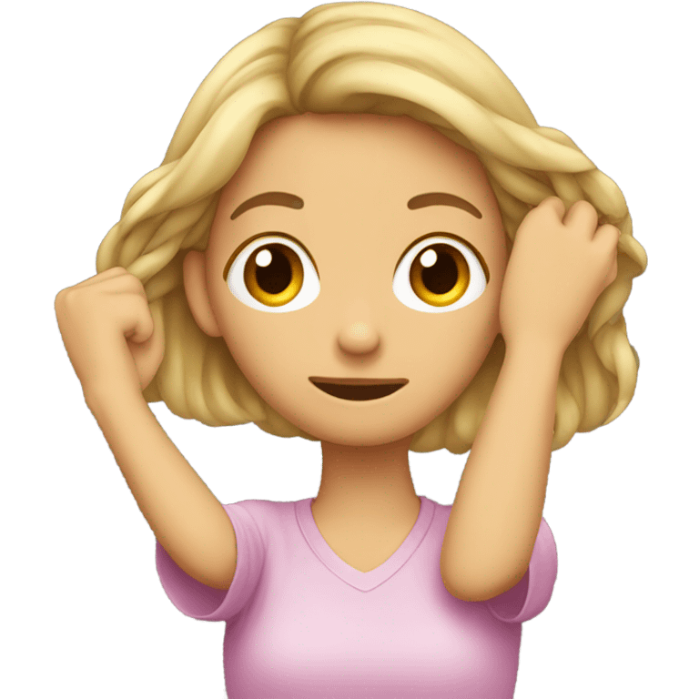 girl pulling her hair behind her ear emoji