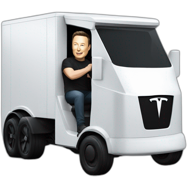 Elon musk riding in a Tesla cyber truck  emoji