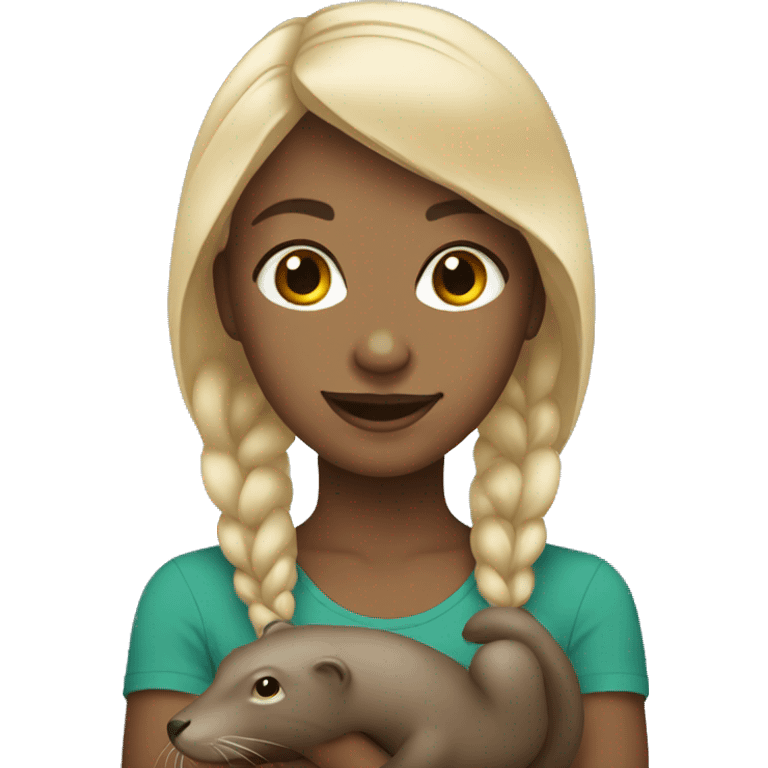 Blonde girl with otter emoji