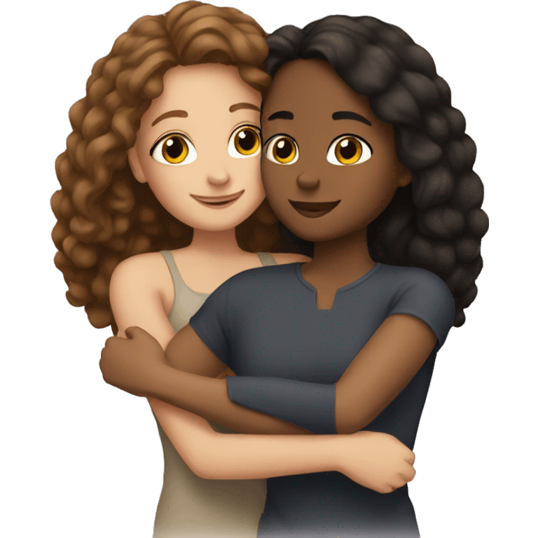 Best friends hug girl brown girl white emoji