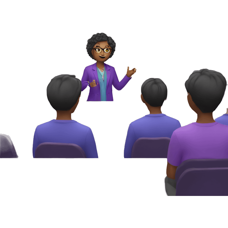 Purple humanised Cat psychologist leads the session emoji