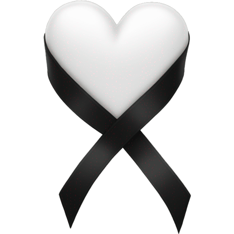 White heart black ribbon emoji