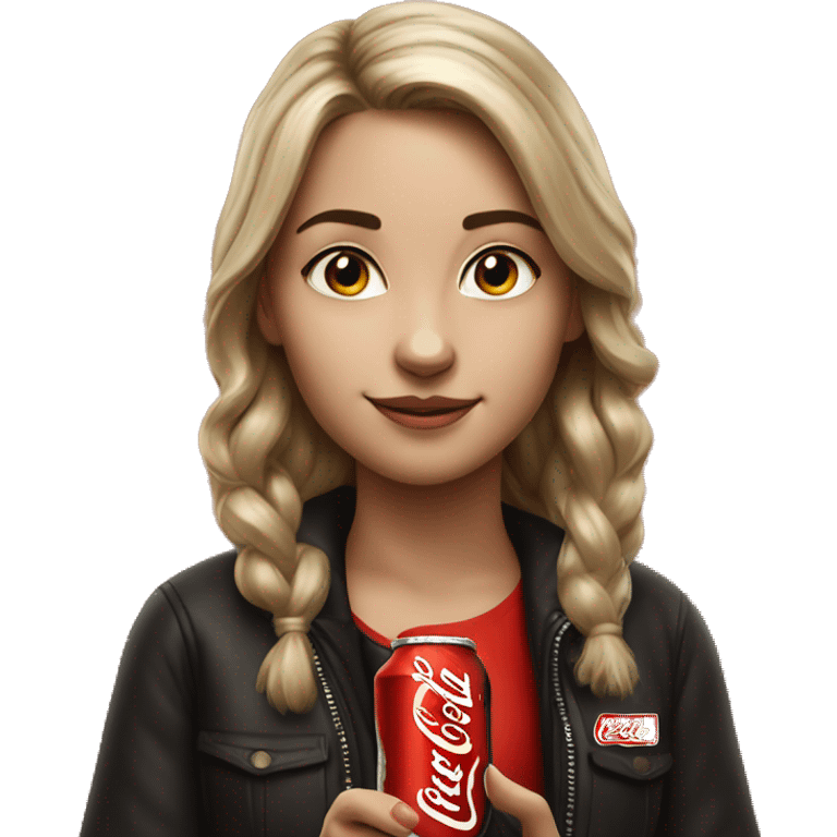 realistic portrait of girl with a Coke Zero bottle  emoji