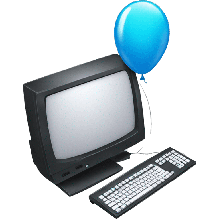  Computer birthday with baloon emoji