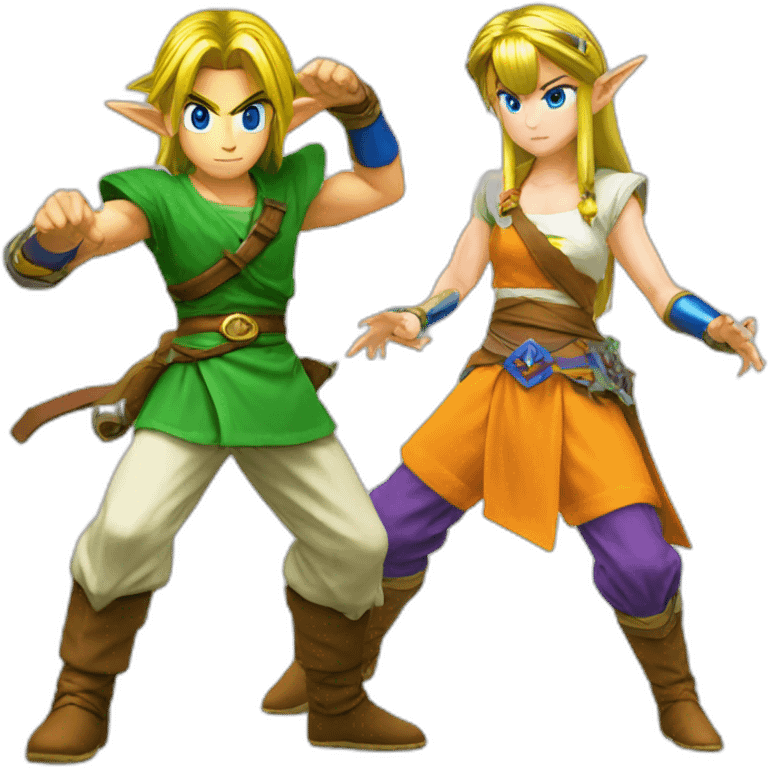 Link and Zelda fusion dance from dragon ball emoji