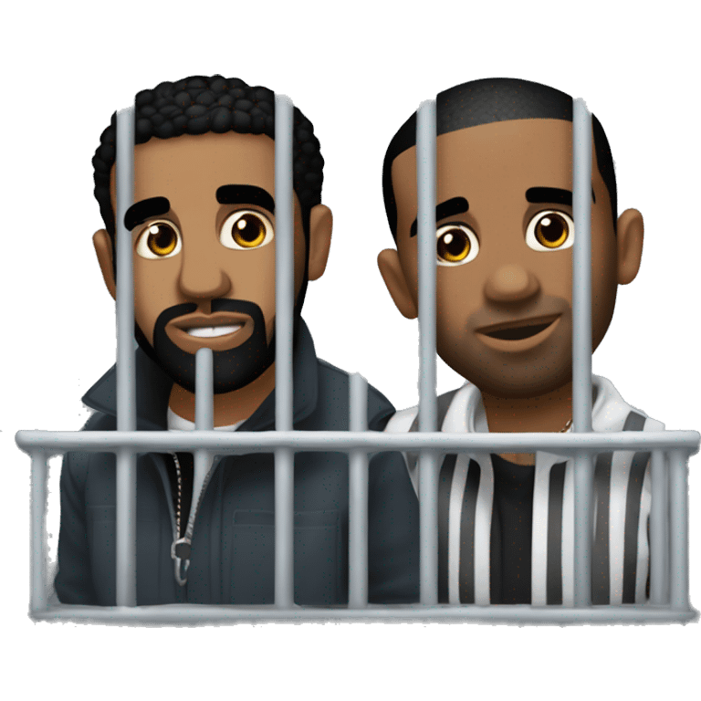 Drake the rapper and p diddy the rapper both behind a jail cage emoji