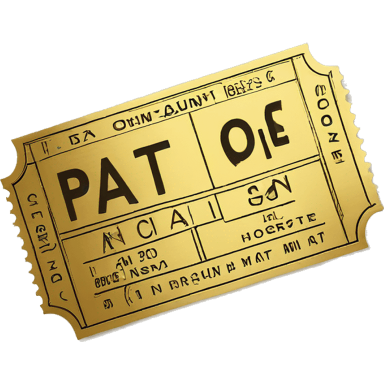 A golden cinema ticket with the words ‘Pat Cohans’ printed on it emoji