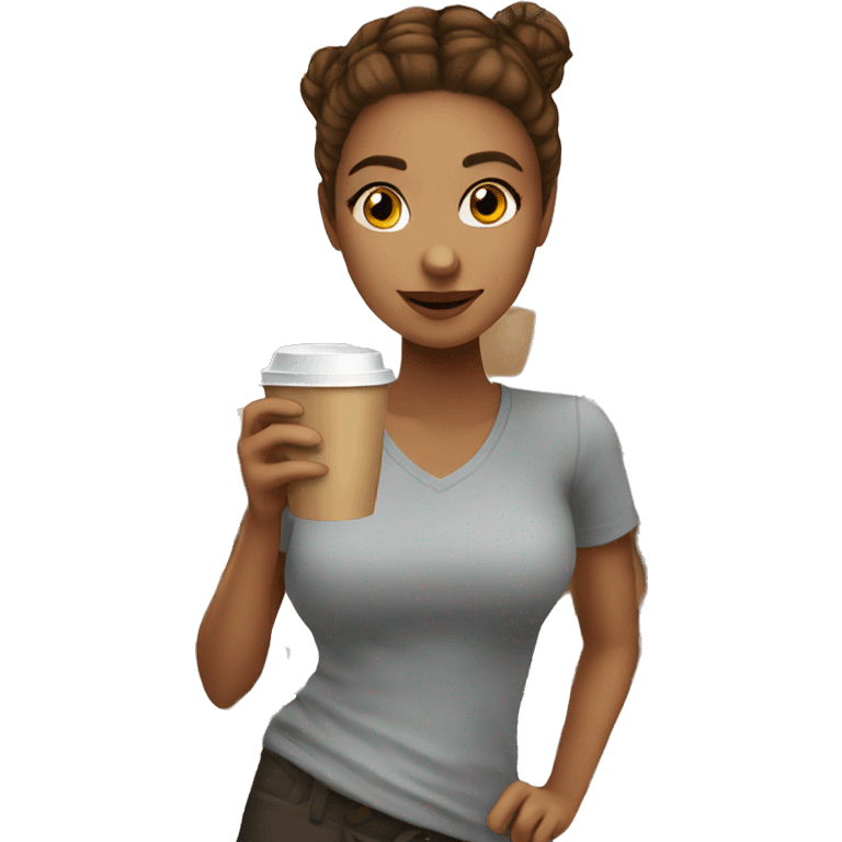 Cute girls with coffee emoji