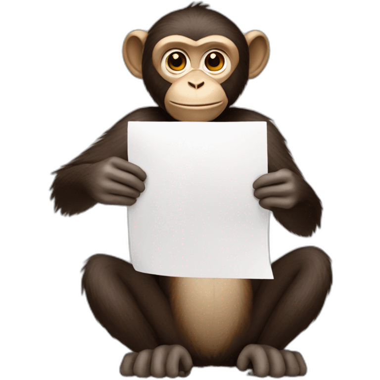 monkey holding a stack of paper emoji