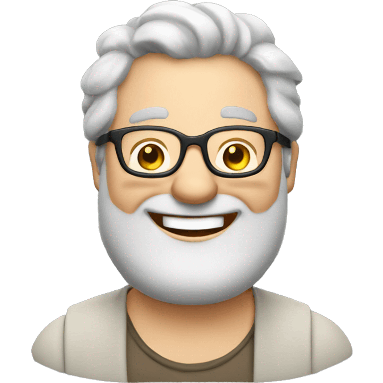 Laughing fat Caucasian man with glasses and gray hair emoji