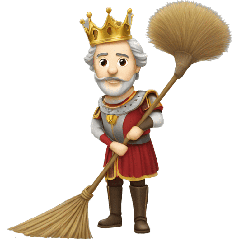 English King sweeping with a broom emoji