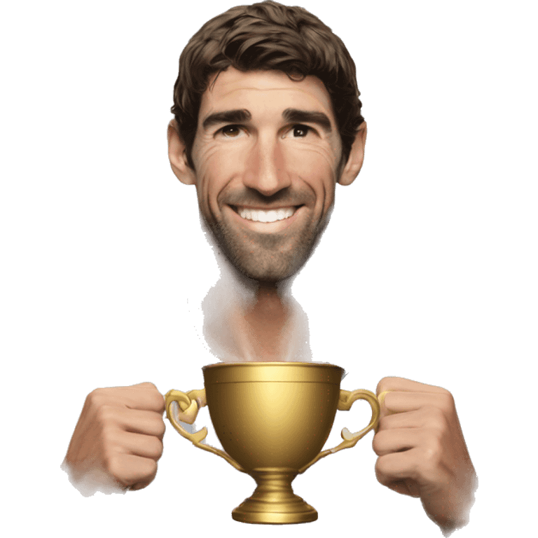 Michael phelps with in his hands golden cup  emoji