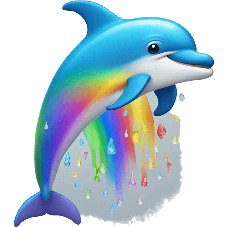 Dolphin rainbow and water and colorful  emoji