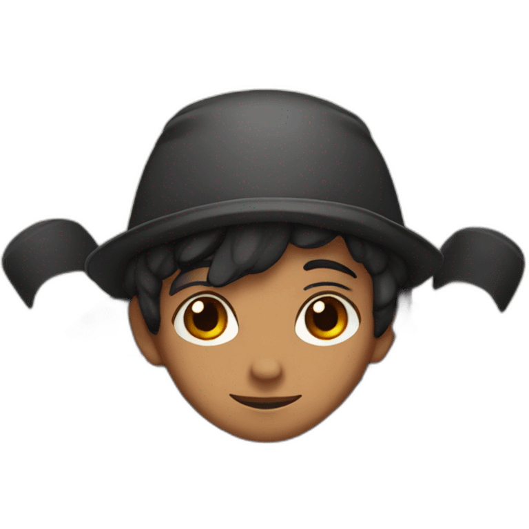 indian boy with black hair and black hat and a red octopus shirt emoji