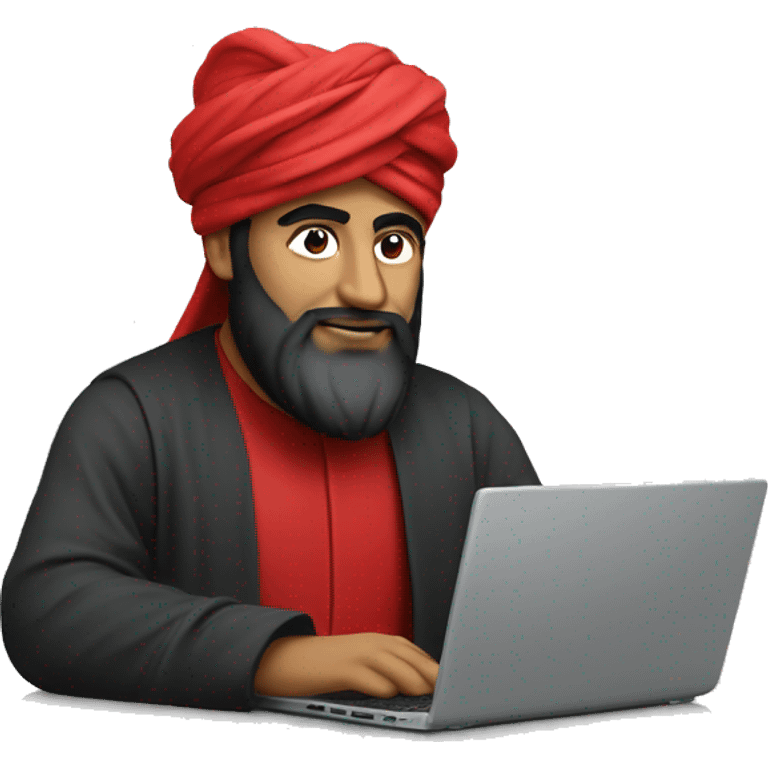 A caliph with turban and red clothes writing in a laptop emoji