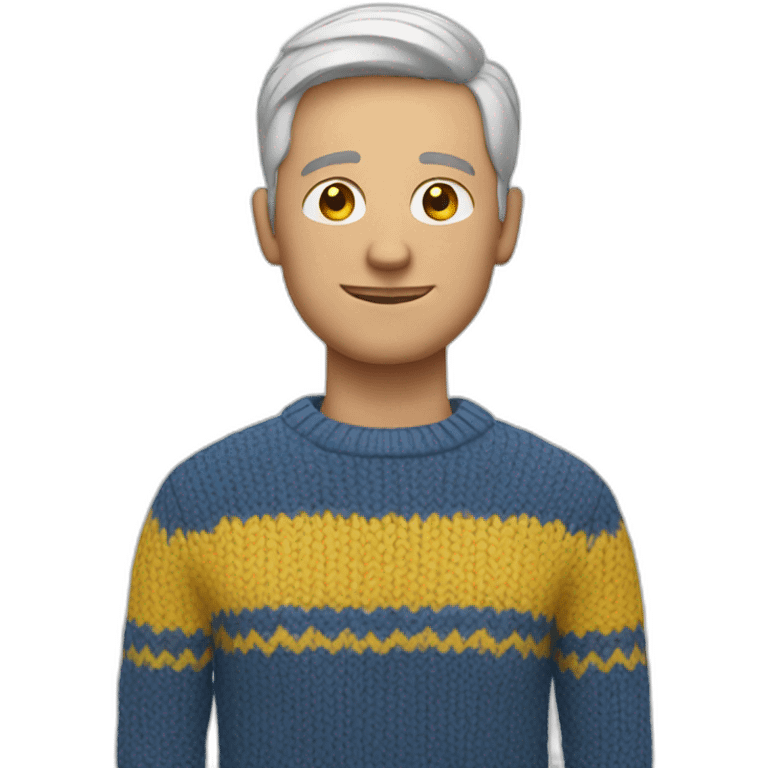 White Man in blue and yellow sweater emoji