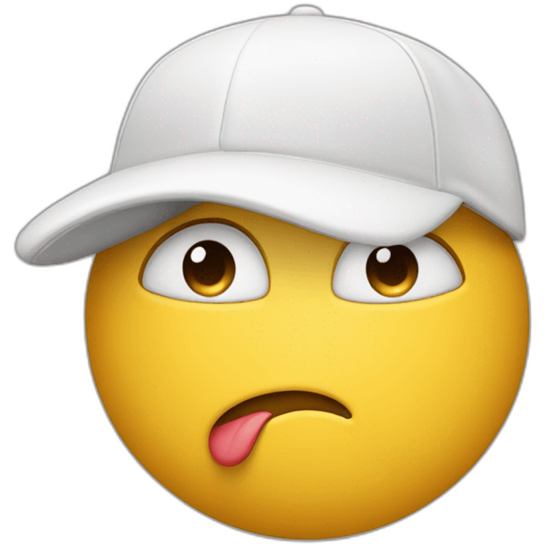 Thinking emoji face with baseball cap biting lip and lifting eyebrow emoji