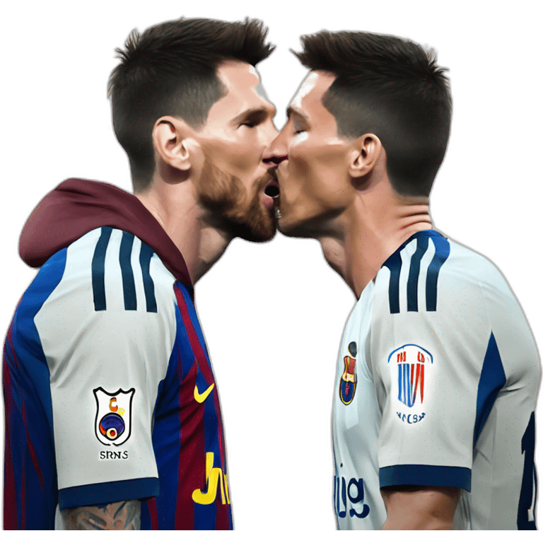 messi kissing ronaldo mouth emoji