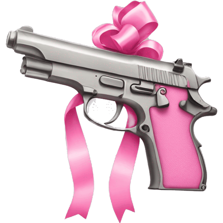 pink pistol with a pink ribbon emoji