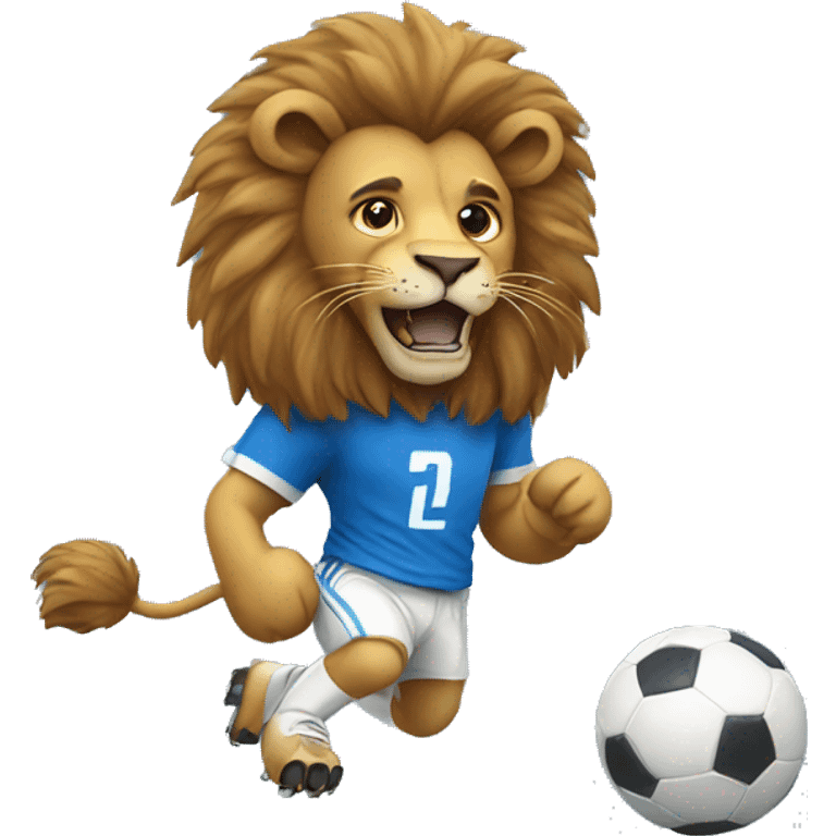 lion playing football with blue jersey emoji