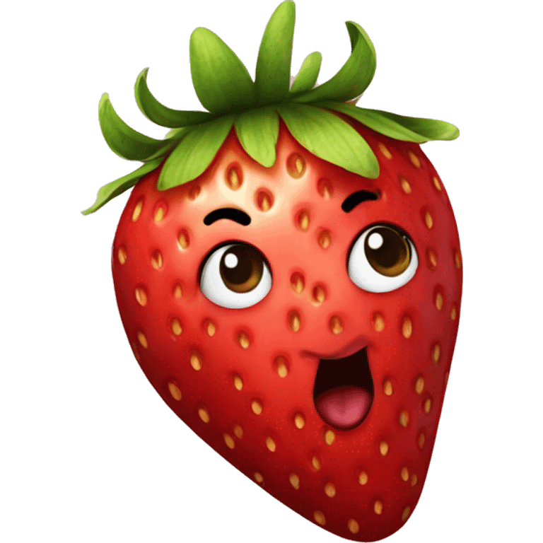 a funny strawberry  emoji