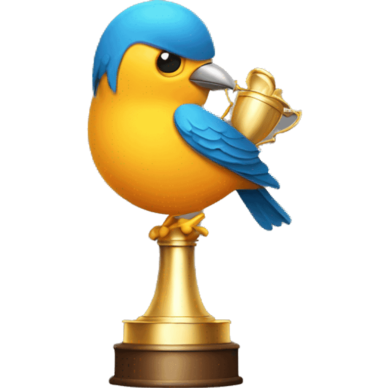 Bird holding a trophy emoji