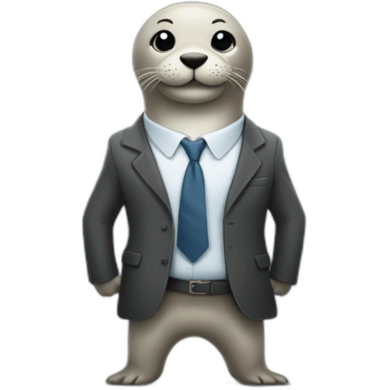 Smiling seal in tie and with briefcase emoji