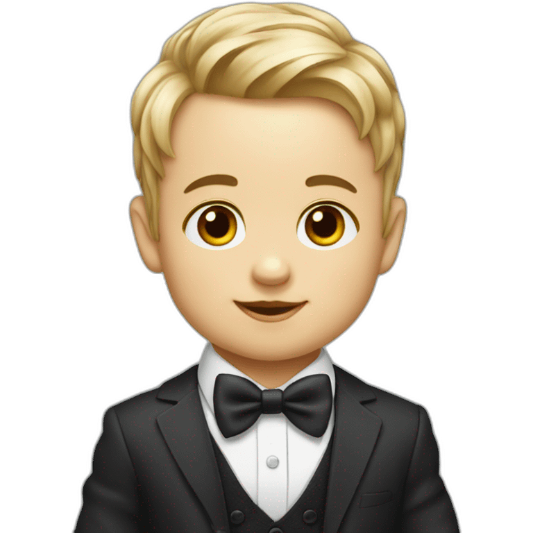 baby wearing suit with suspenders and bowtie fair skin thin hair emoji