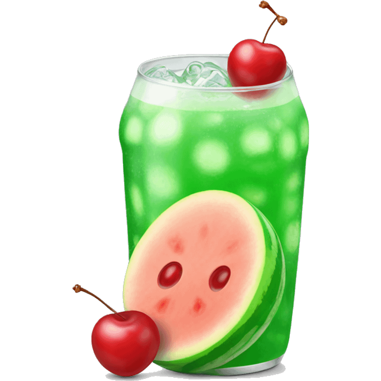 Melon soda and cherry on it emoji