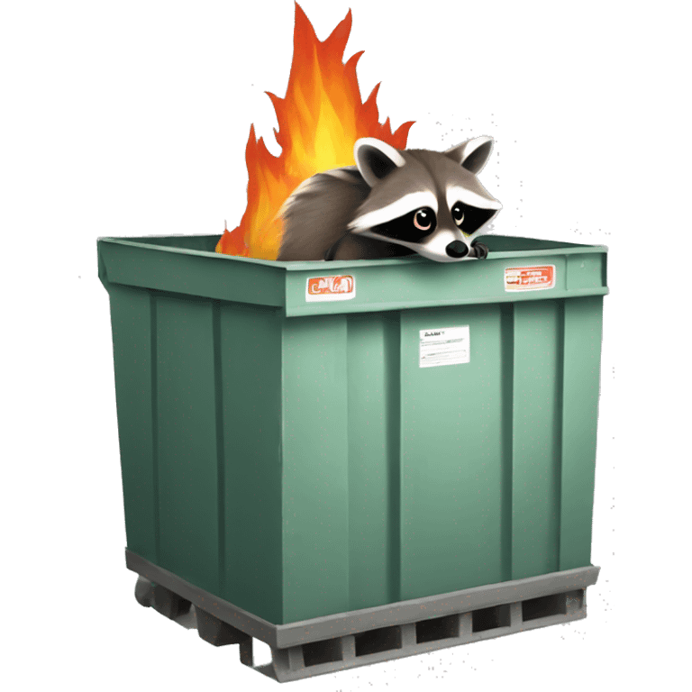 Raccoon on a dumpster fire emoji