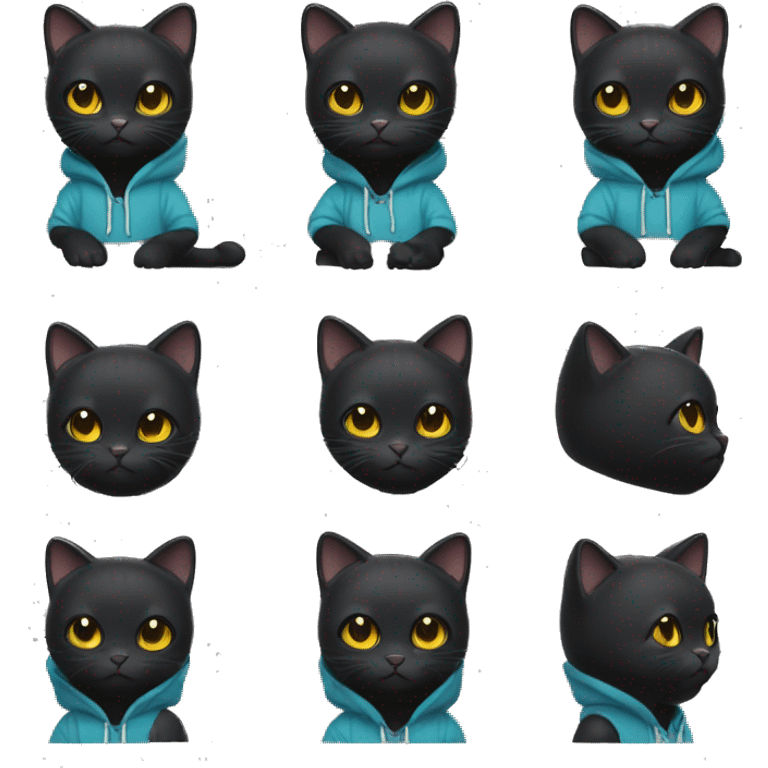 black cat wearing a hoodie emoji