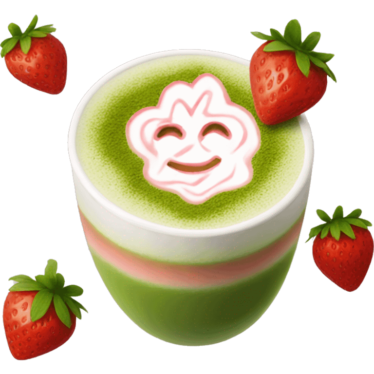 Strawberry matcha latte  emoji