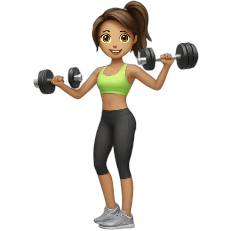 pretty girl workout using dumbbel emoji