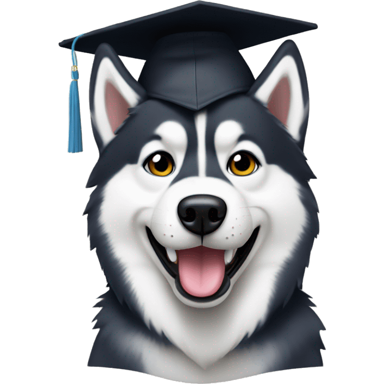 Husky with grad cap emoji