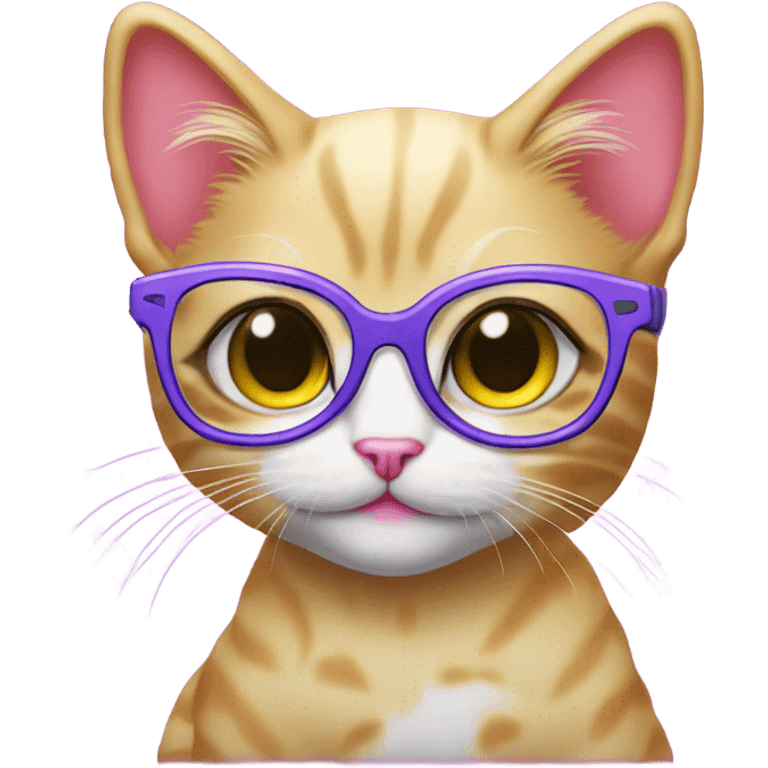 Lisa frank kitten with glasses emoji