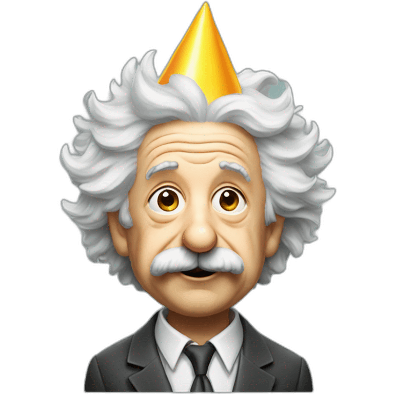 albert einstein with a party hat emoji