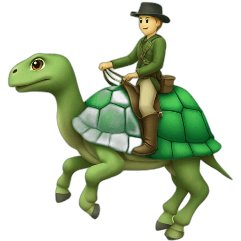 Tortue sur un cheval vert emoji