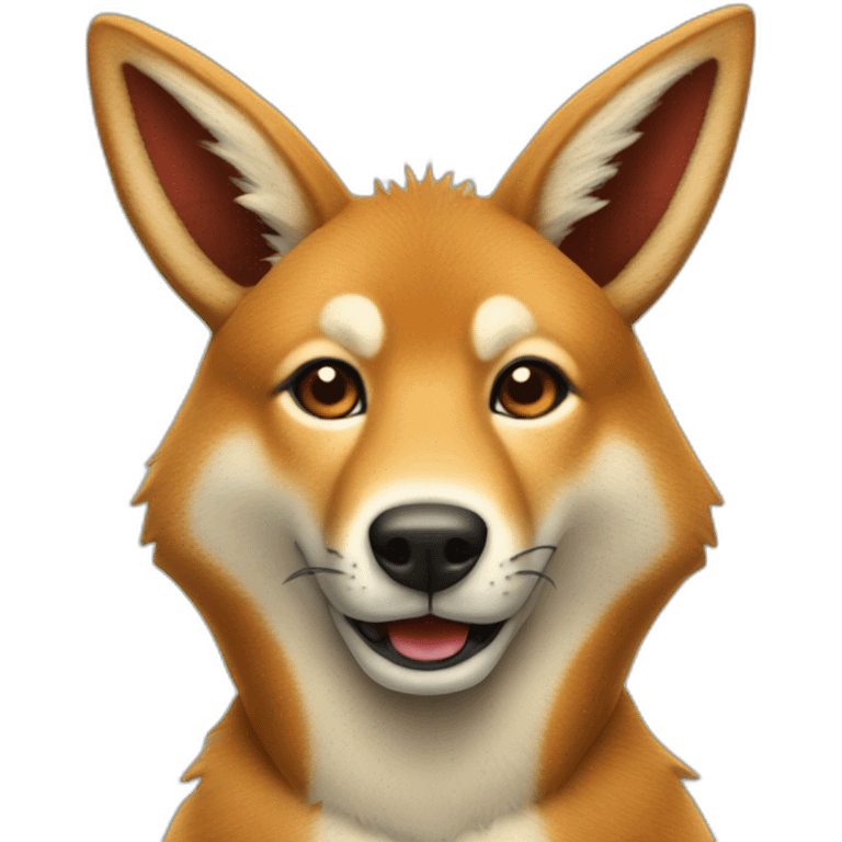 A dingo dressed as Rudolph the red-nosed reindeer emoji